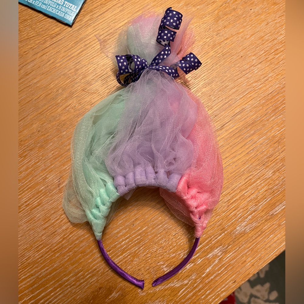 Trolls Satin Chenille headband headpiece wig